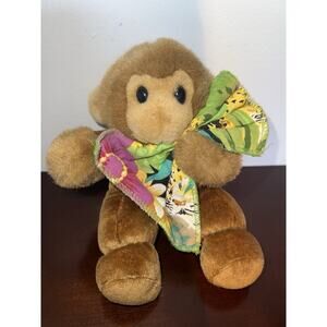 Vintage Commonwealth Baby Monkey Plush Squeaker Stuffed w Blankie 9" 1993 Ape